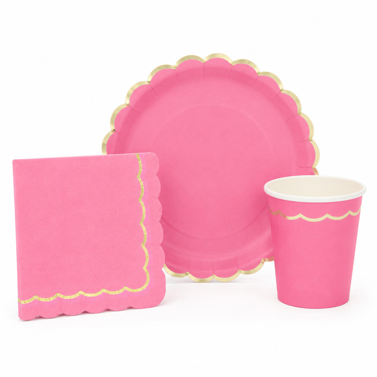 Modern Stylish Bright Pink and Gold Party Supplies UK
