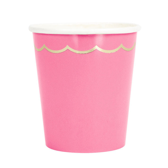 Bubblegum Pink & Gold Scalloped Plates (8 Pack)