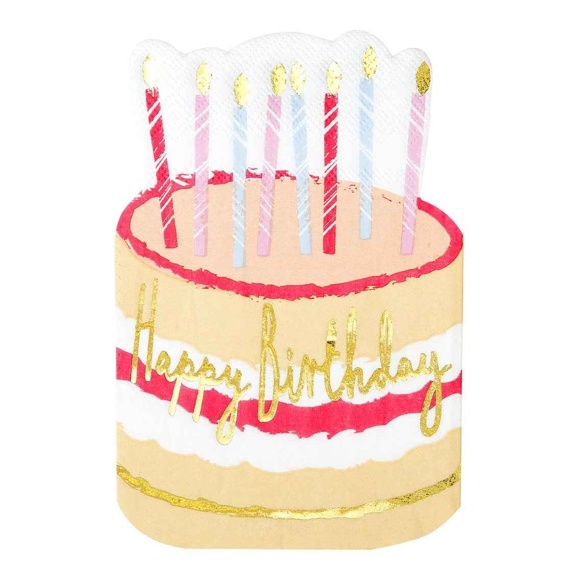 Happy Birthday Napkins in the Shape of a Birthday Cake