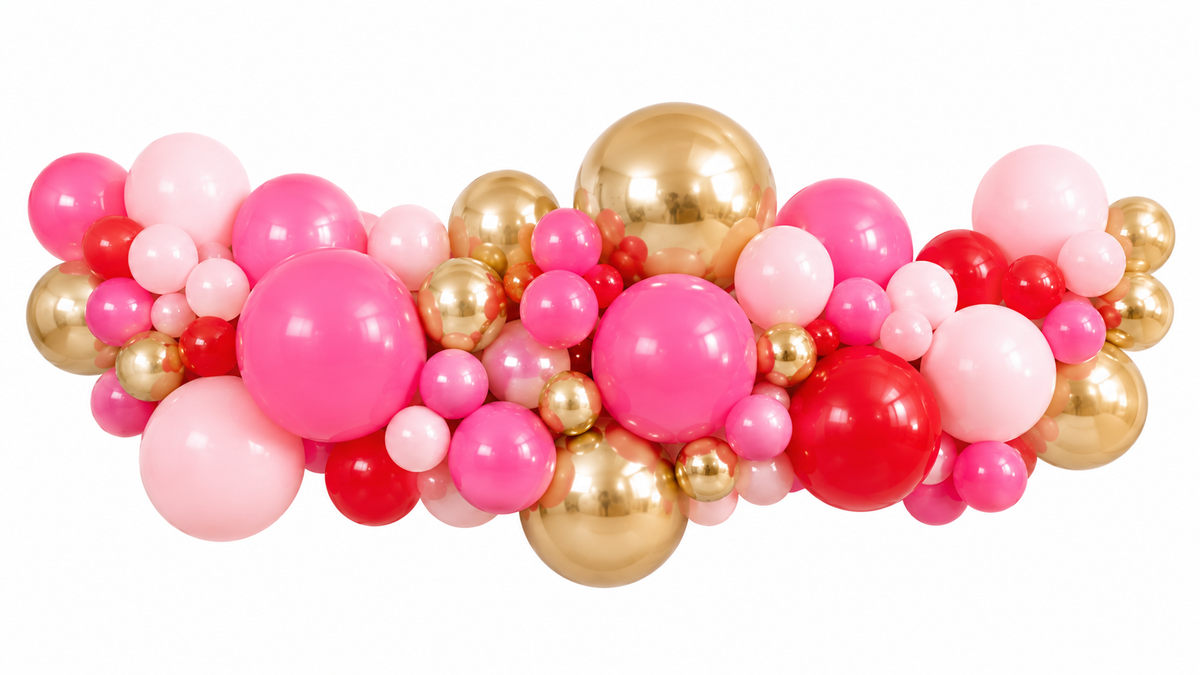Pink- Red and Gold Balloon Garland Kit