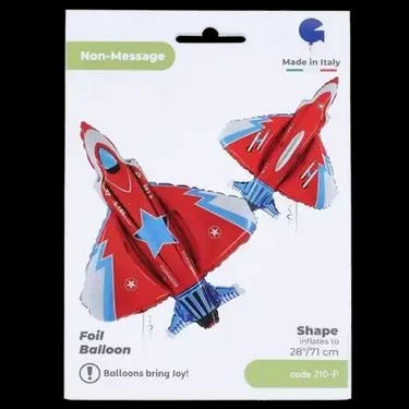 Red Jet Fighter Foil Balloon - Grabo