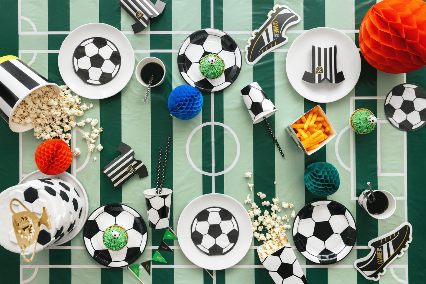 Football Party themed plates, balloons, party hats and football party things