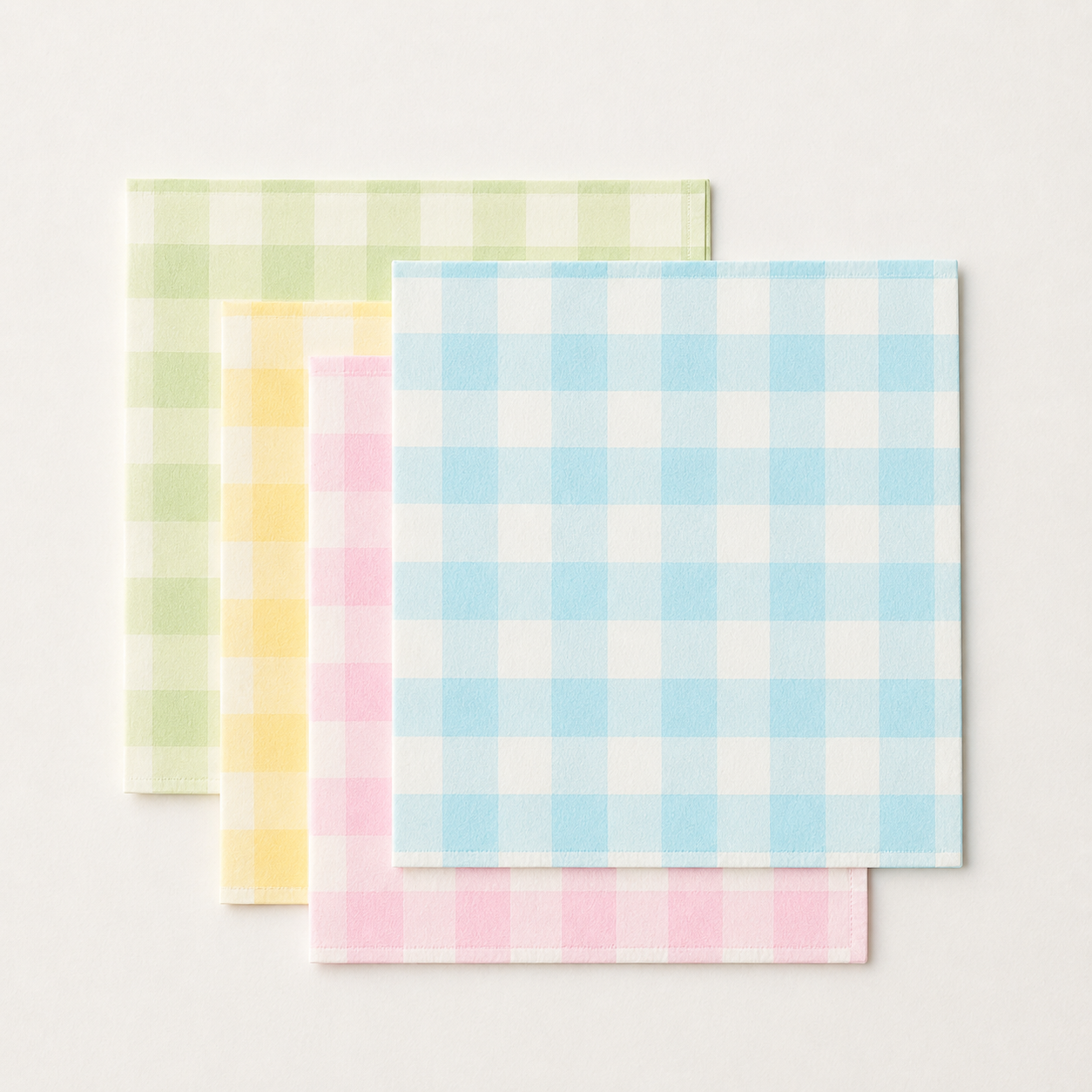 Gingham Paper Napkins in Pastel Colours - Pink, Green, Blue, Yellow