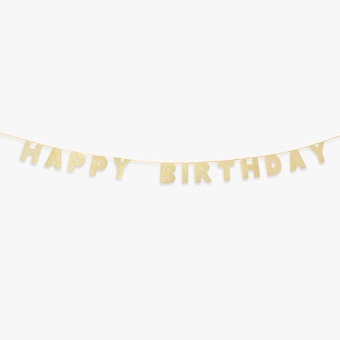 Gold Happy Birthday Glitter Banner
