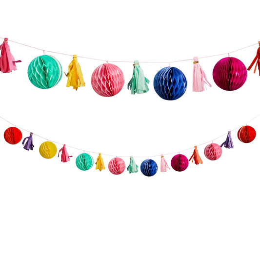 Bright Honeycomb and Tassel Garland Party Decoration