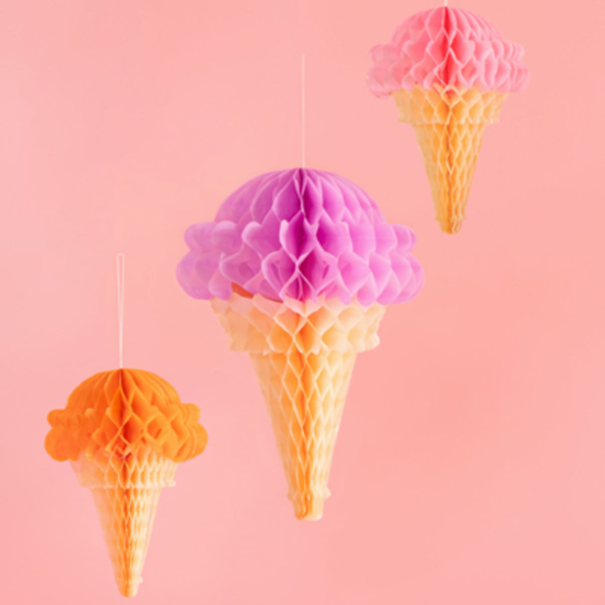 Hanging Ice Cream Honeycombs | Ice Cream Party Decorations UK