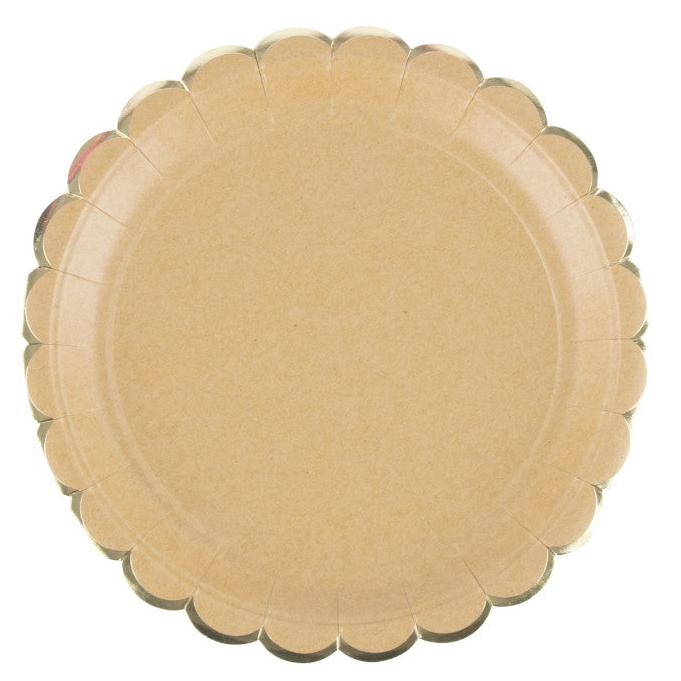 Kraft and Gold Paper Plates for Parties and Events