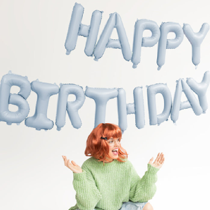 Pale Blue Balloon Letters | Happy Birthday Balloon Bunting