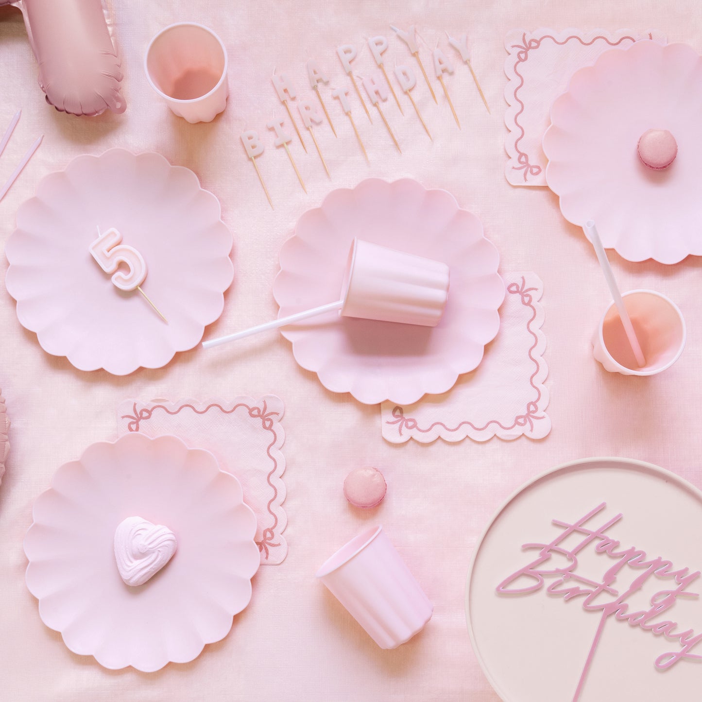 Pink Paper Napkins Ruffled Edge Bows - Party Deco