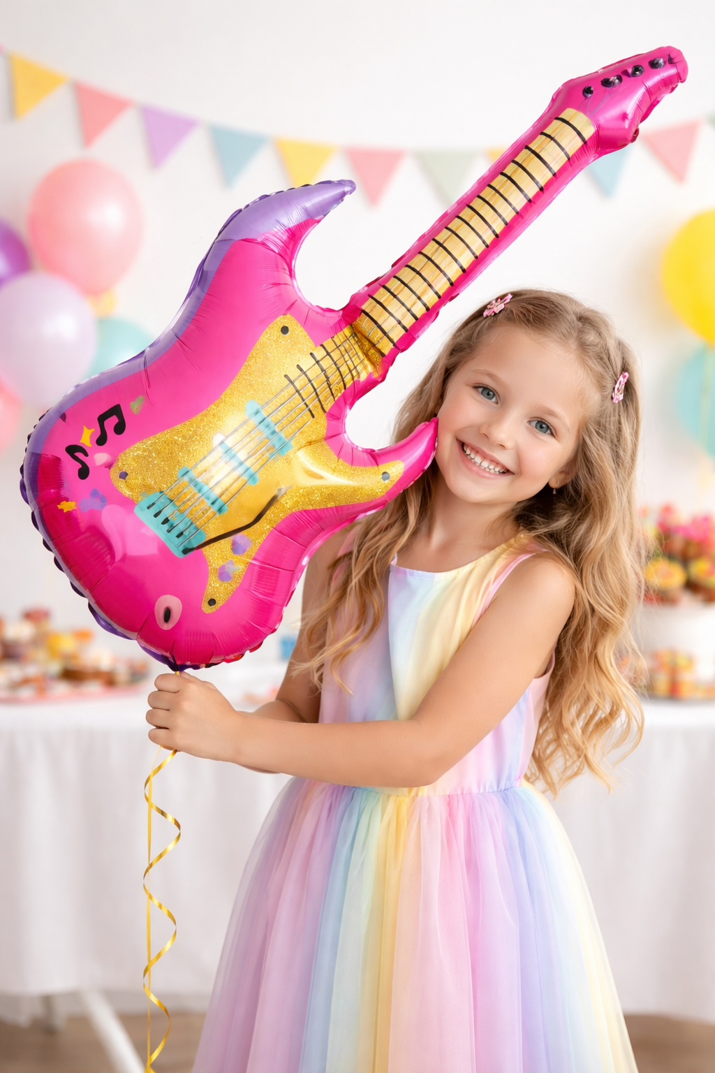 Giant Pink Electric Guitar Foil Balloon (39")