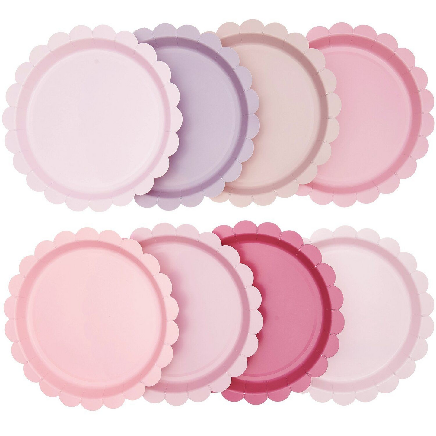 Rose Pink Mix Scalloped edge Party Plates set - Rico