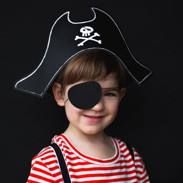 Card Pirate Hat & Eye Patch Set | Pirate Party Dress Up Accessory