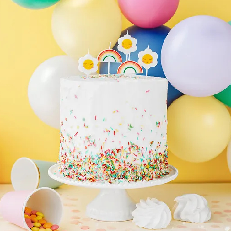 Daisy and Rainbow Cake Candles by Party Deco UK
