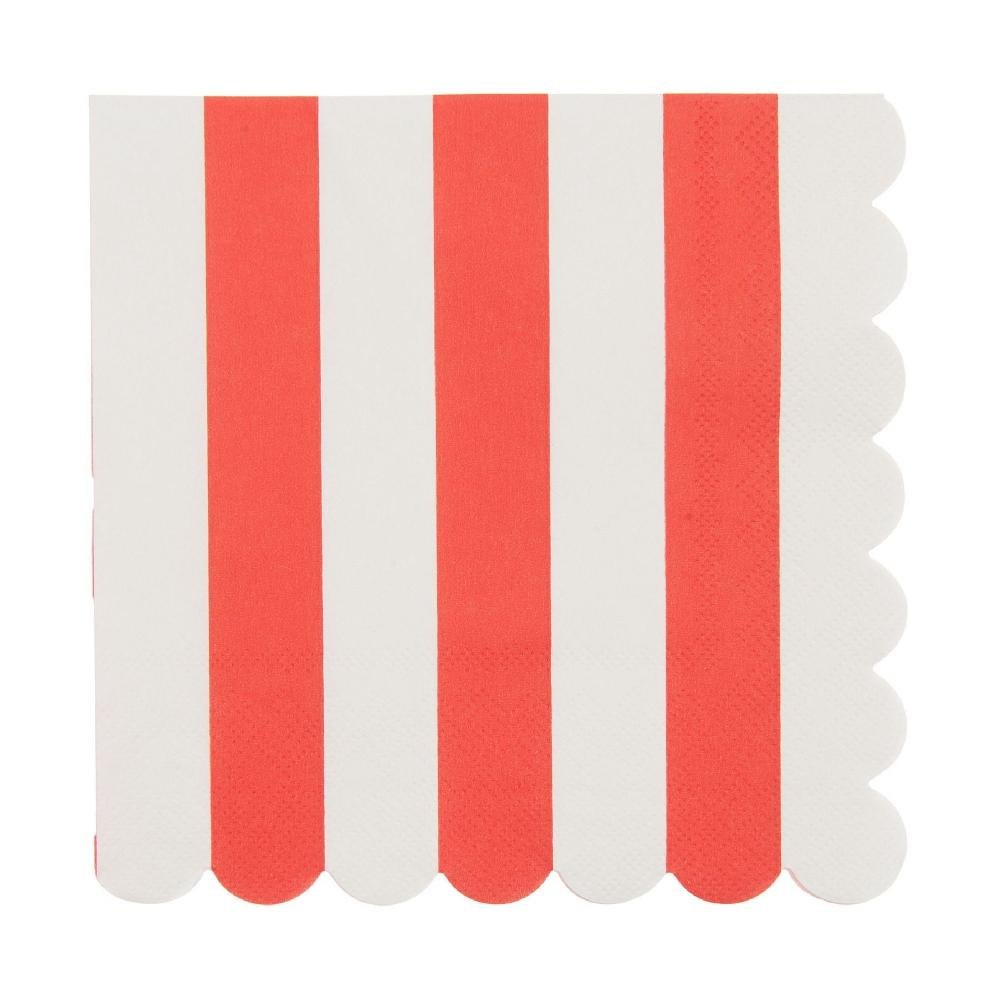 Festive Red Striped Scalloped Napkins UK