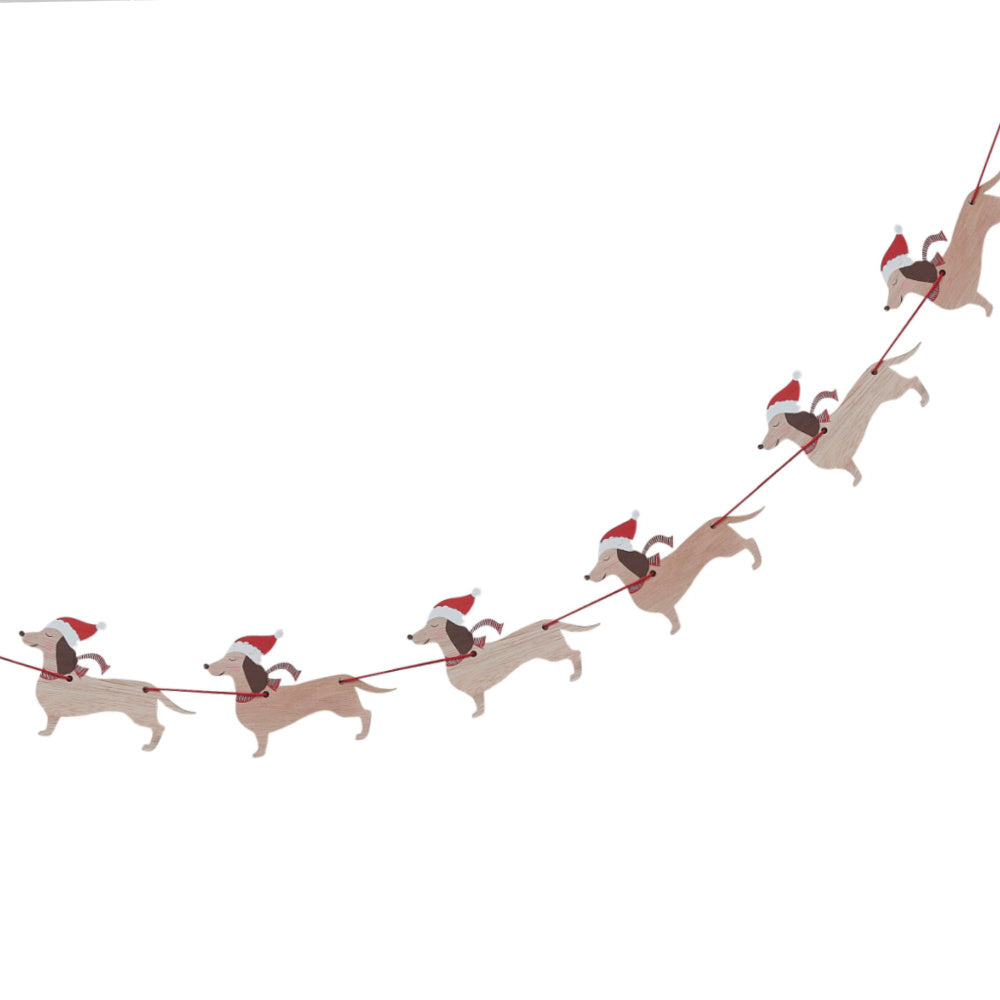 Sausage Dog Christmas Bunting Decoration | Christmas Dachshund Decorations UK