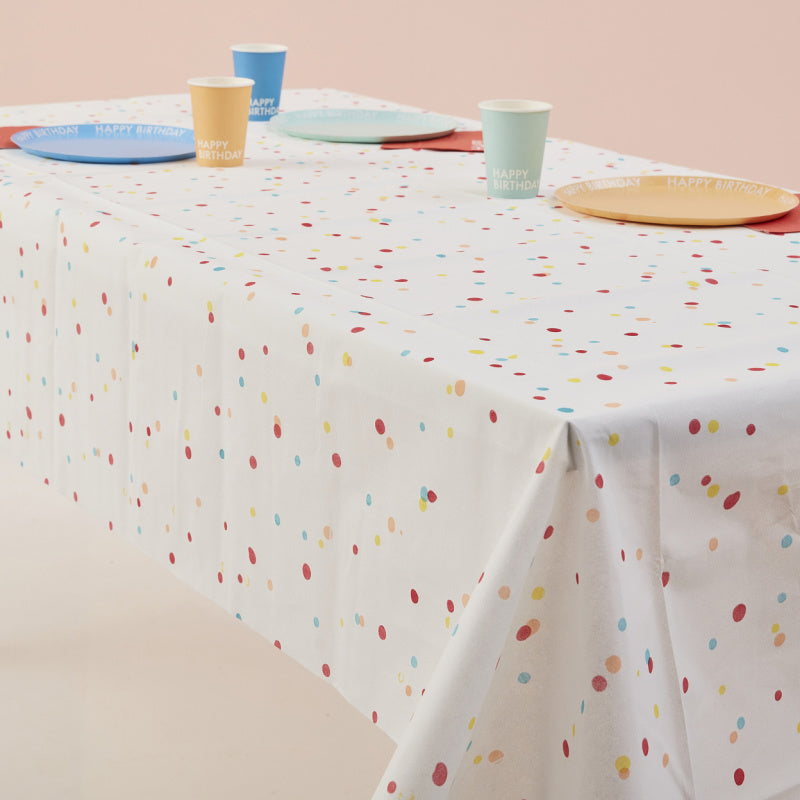 Rainbow Polkadot Paper Party Tablecloth