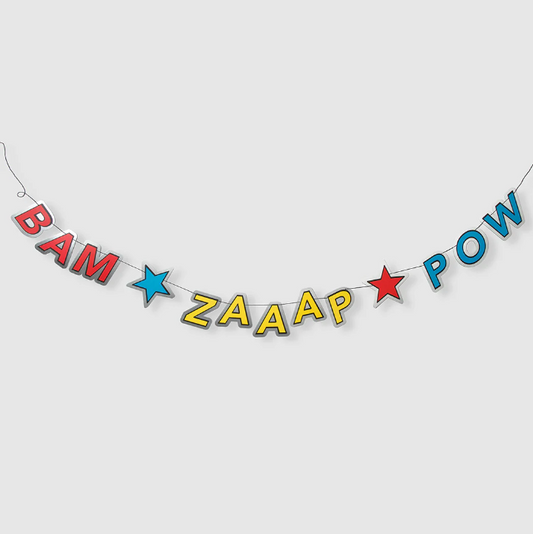 Bam Zap Pow Superhero Party Banner Decoration for Kids Parties UK