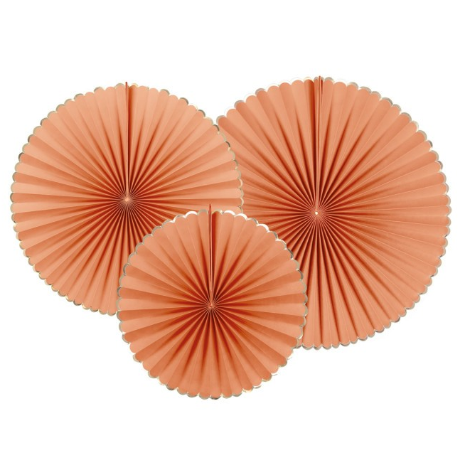 Terracotta Paper Fan Decorations 3 Pack