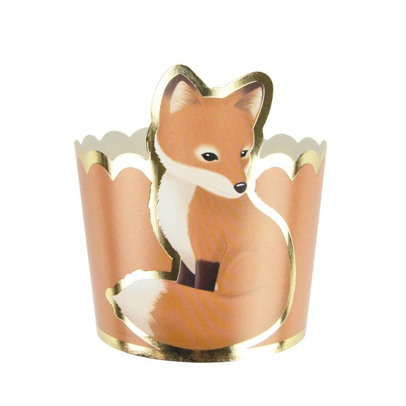Woodland Fox & Squirrel Treat Cups with Gold Foil | Pack of 8