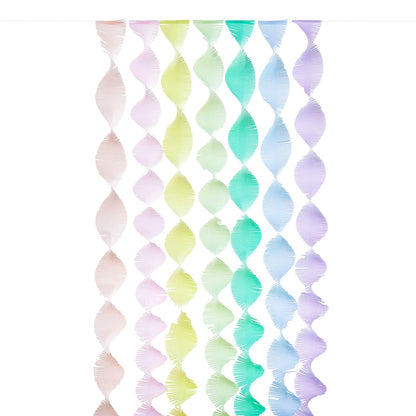 Twisty paper streamers can create beautiful ceiling decorations or a perfect party backdrop