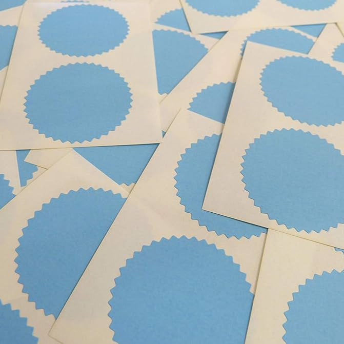 Blue Scalloped edge seal stickers