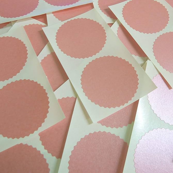 Pink Wafer Seal Stickers scalloped Edge