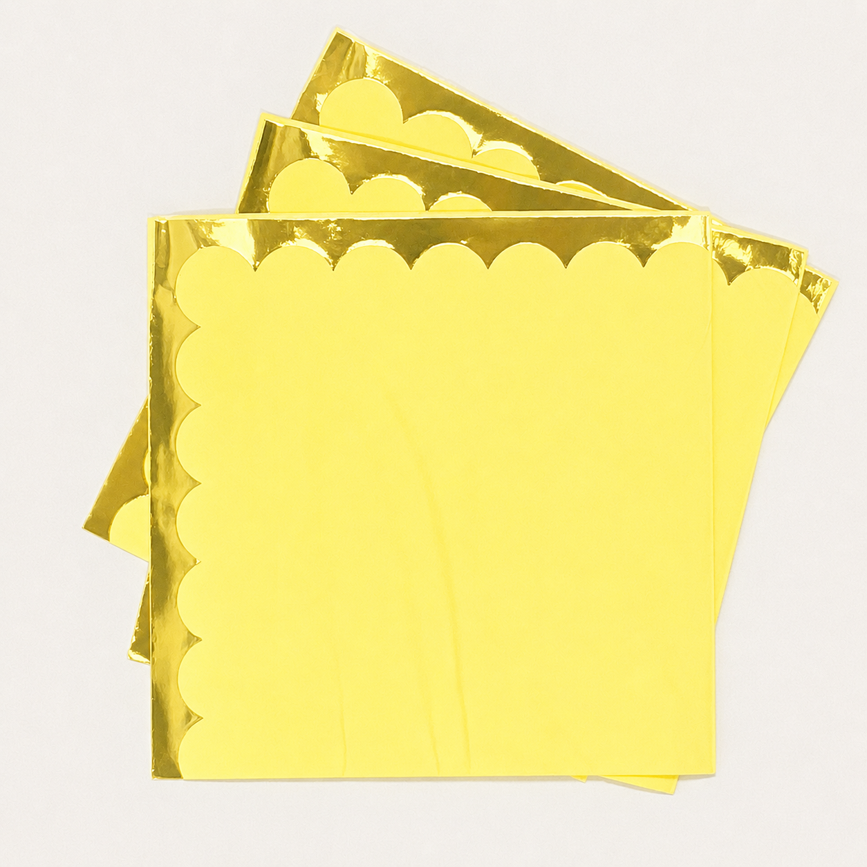 Pretty Yellow Pastel Napkins with Scallops | Pink Paper Serviettes Unique