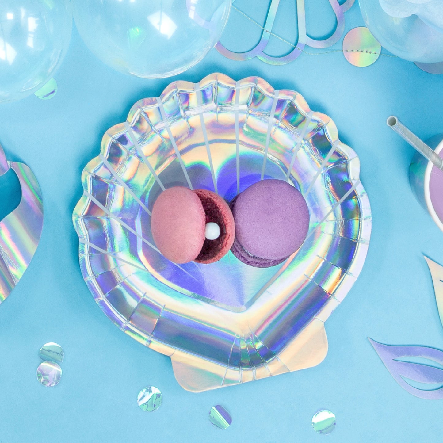 Mermaid Party Plates | Iridescent Shell Paper Plates