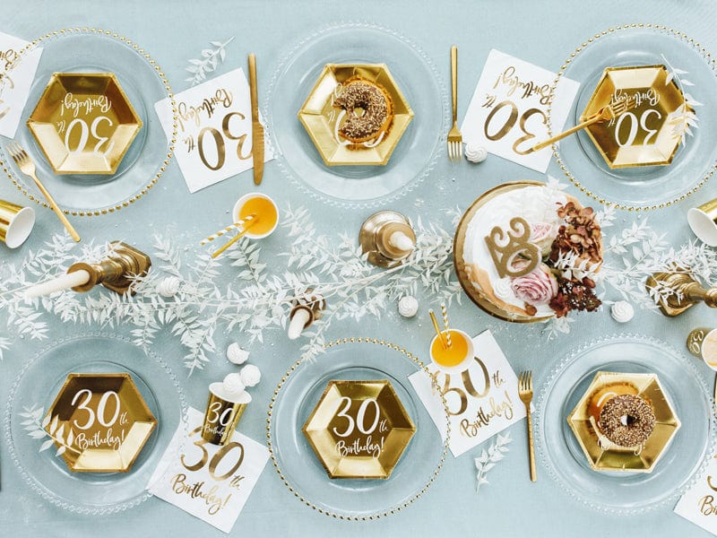 30th Birthday Party Plates Gold | Milestone Party Supplies UK Party Deco