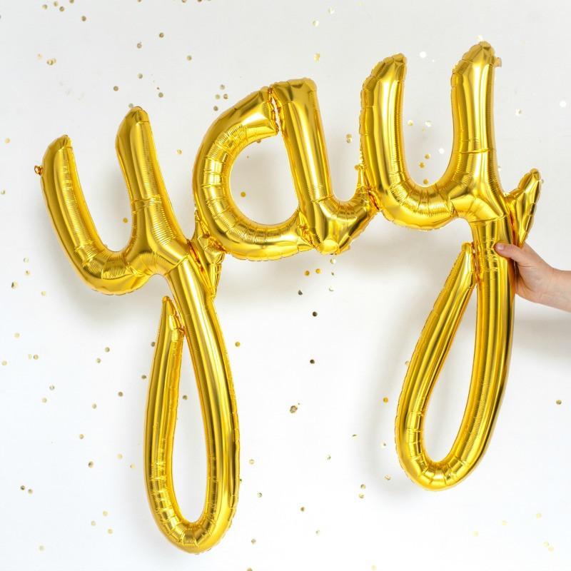 Gold Yay Balloon | Big Yay Script Balloon | Online Balloons UK Northstar