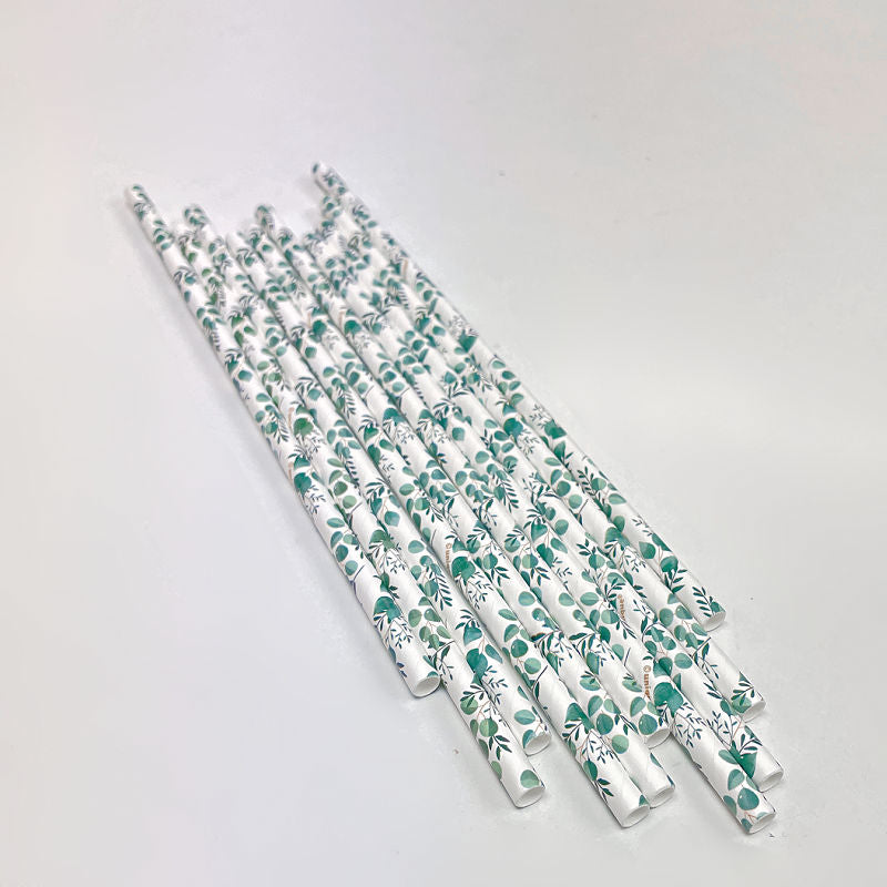 botanic paper Straws - Eucalyptus Print Straws