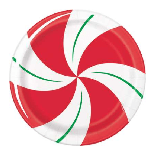 Christmas Peppermint Swirl Paper Plates | Christmas Party Plates Unique