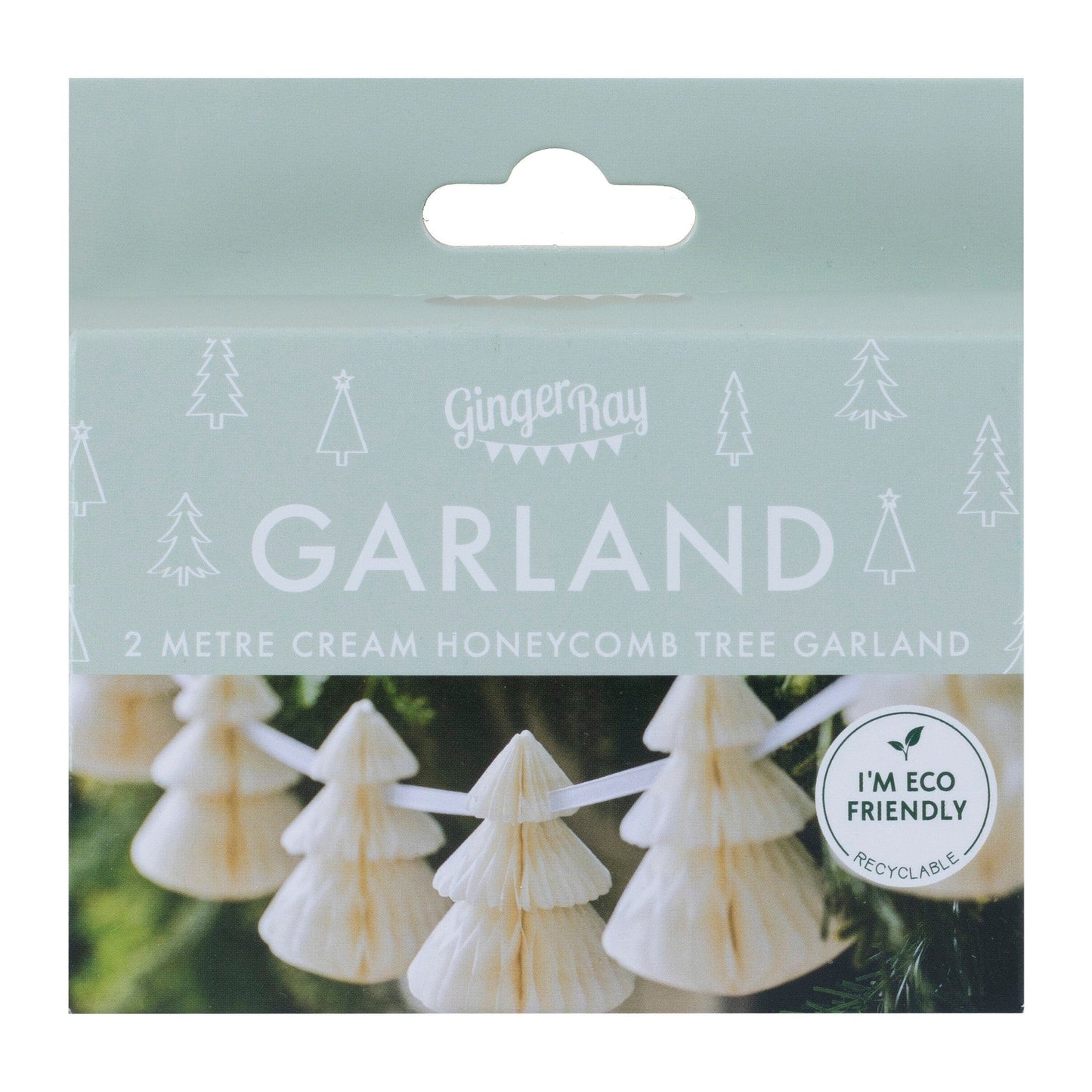 Christmas Tree Honeycomb Garland - Cream