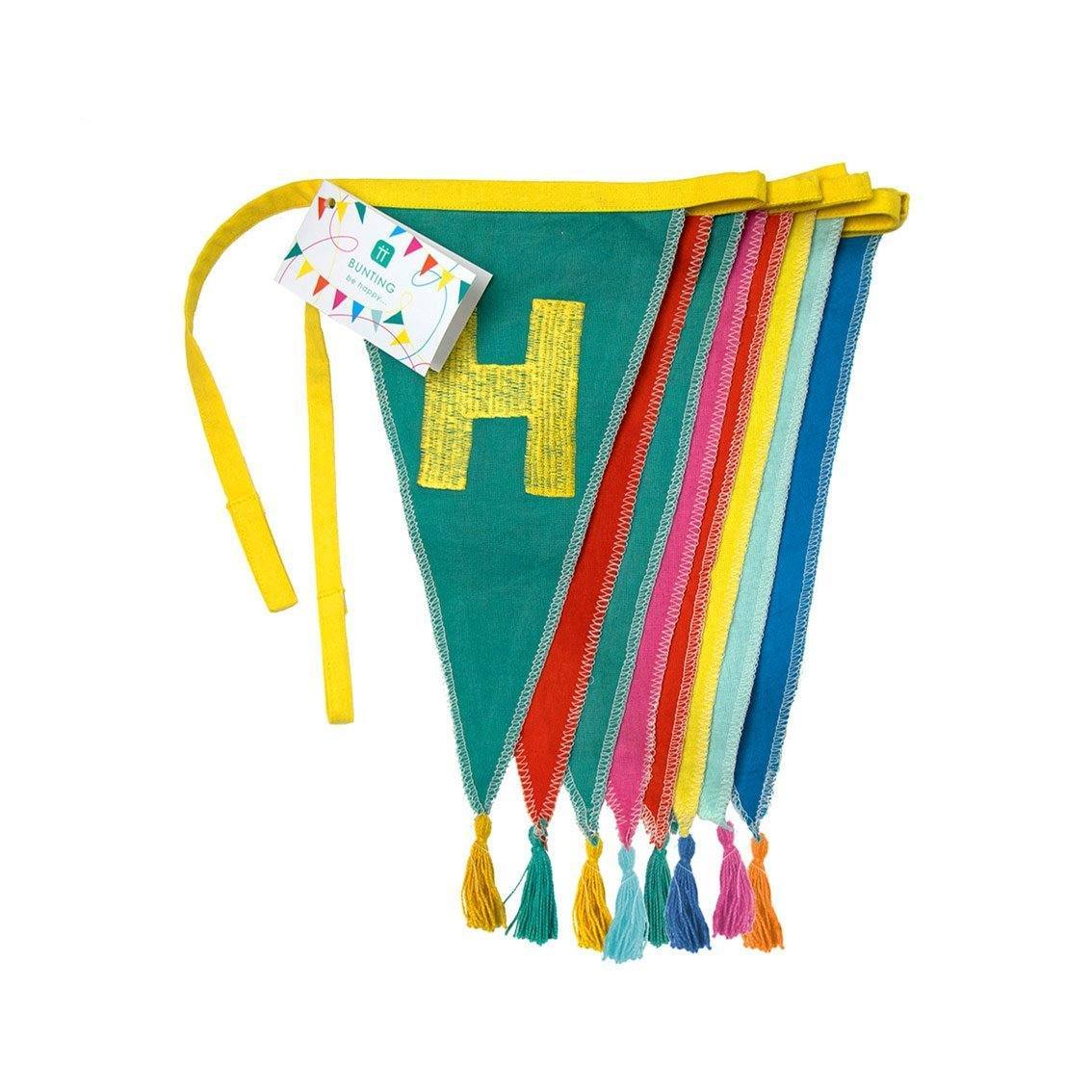 Eco Party Bunting Decorations | Fabric Tassel Bunting - Happy Birthday Talking Tables