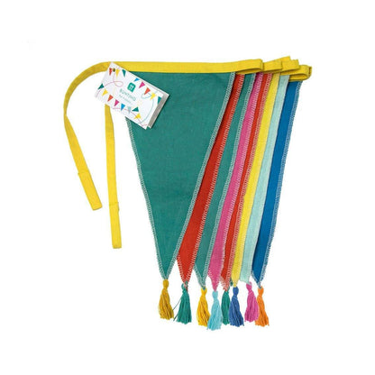Eco Party Bunting Decorations | Fabric Tassel Bunting - Rainbow Talking Tables