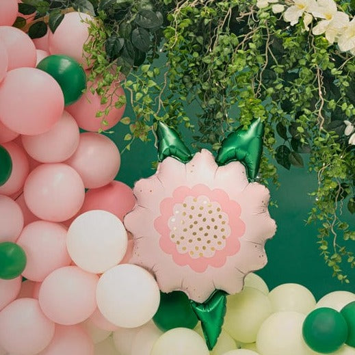 Pink Flower Foil Helium Balloon by Party Deco