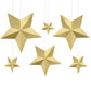 Hanging Star Decorations | 6 Gold Hanging Stars Scandinavian Style