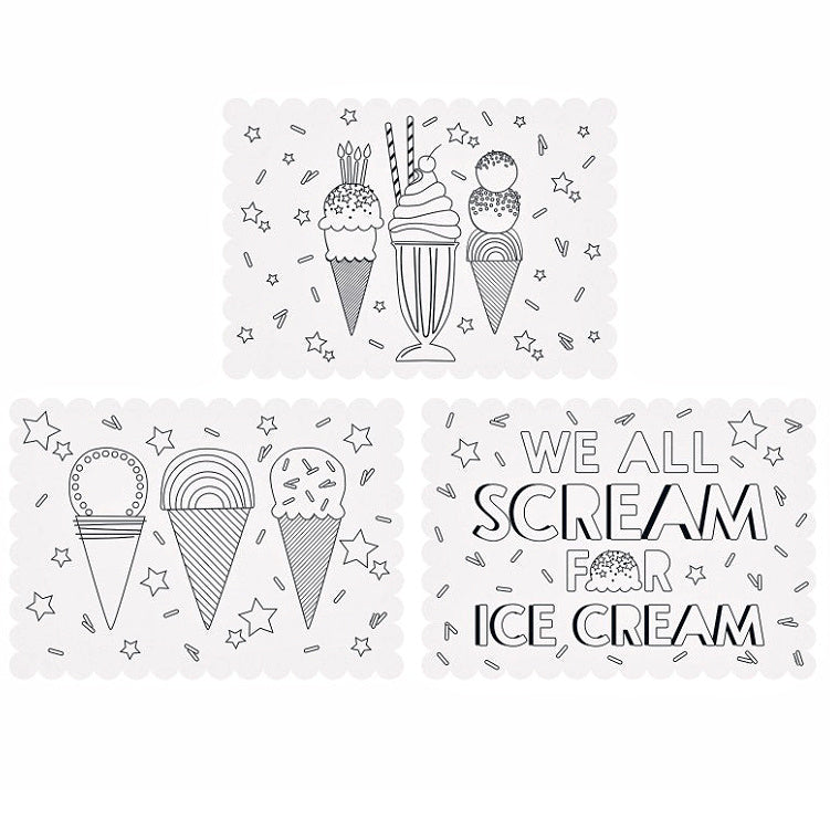 Ice Cream Colouring Placemats for Summer Parties
