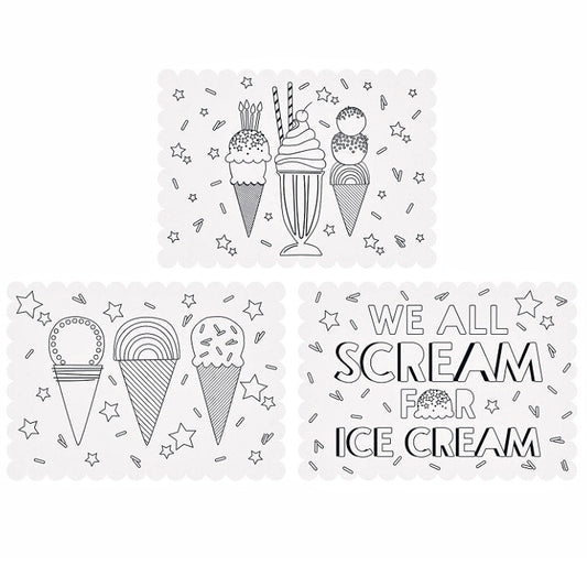 Ice Cream Colouring Placemats for Summer Parties