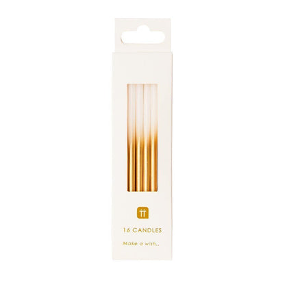 Birthday Cake Candles | Gold Tall Party Candles | Talking Tables UK Talking Tables