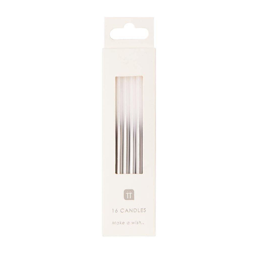 Birthday Cake Candles | Tall Silver Party Candles | Talking Tables UK Talking Tables
