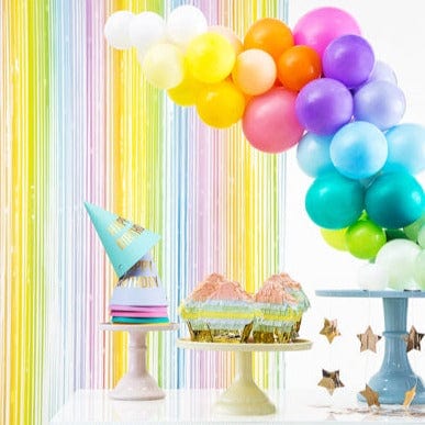 Pastel Rainbow Party Curtain | Balloon Tassel Fringe Party Deco