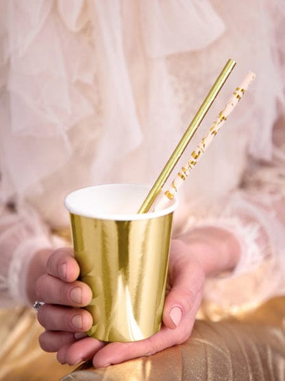 Pink Paper Straws with Gold Marble | Gold Foil Straws UK Party Deco