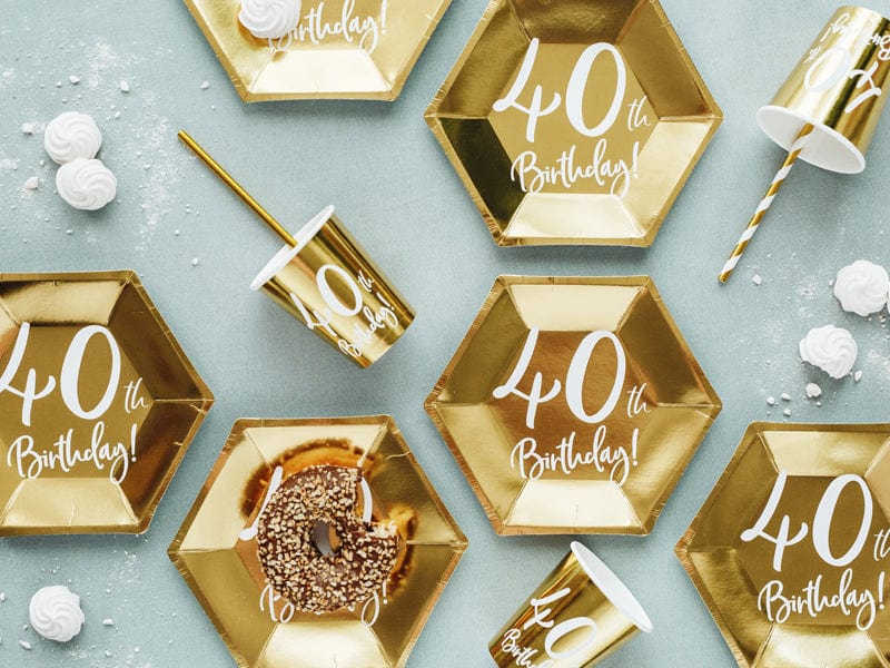 40th Birthday Party Plates Gold | Milestone Party Supplies UK Party Deco
