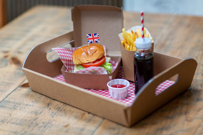 Kraft Burger Boxes | American Diner Style Party Burger boxes UK Cater For You