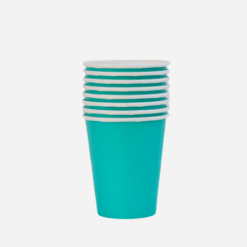Teal Paper Cups Plain Party Cups and Plates Solid Colour