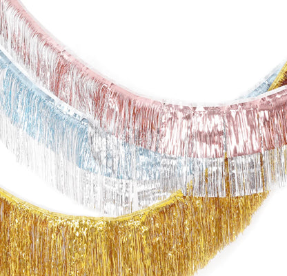 Gold Tinsel Fringe Garland | Layered Tassel Backdrop for Parties