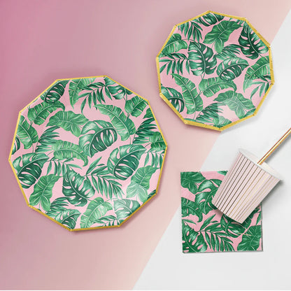 Tropical Luau Dinner Plates | Palm Leaf Party Plates UK