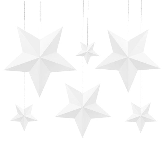 White Folded Hanging Star Decorations for Christmas