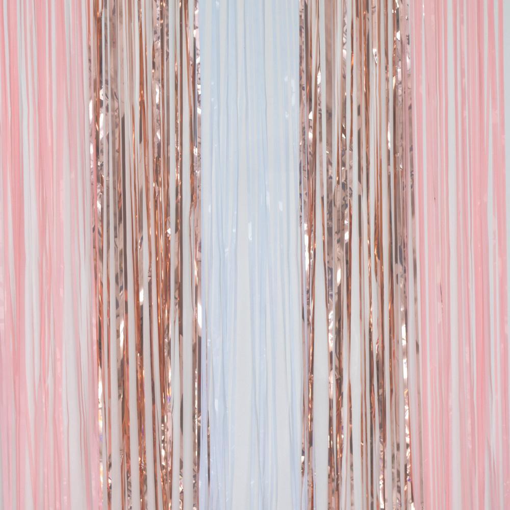 Rose Gold Blush Foil Party Curtain | Balloon Tassel Fringe Amscan
